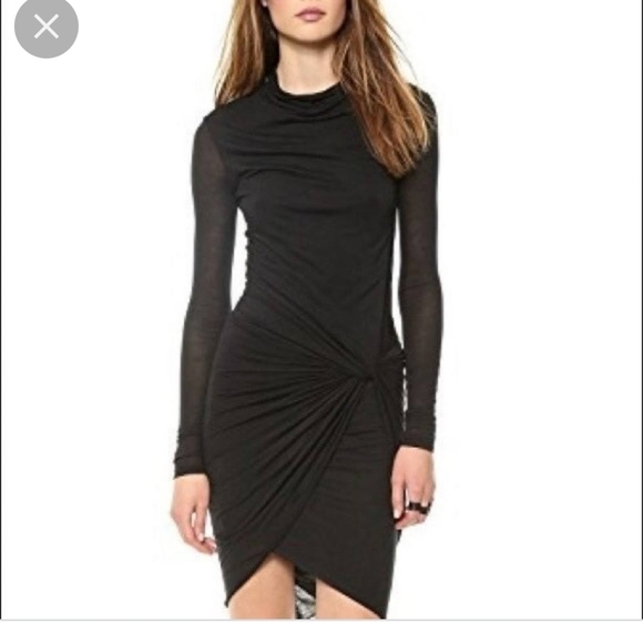 Helmet Lang black ruched dress - Picture 2 of 6